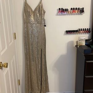 City Vibe Spaghetti Strap Sequin floor length dress